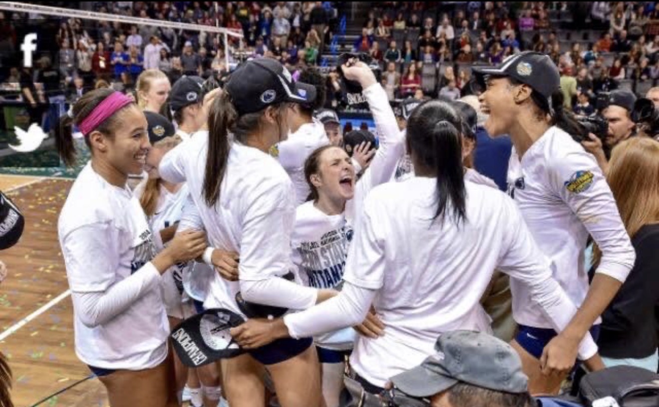 Skylar Dykstra celebrating with her Penn State teammates after winning the NCAA championship