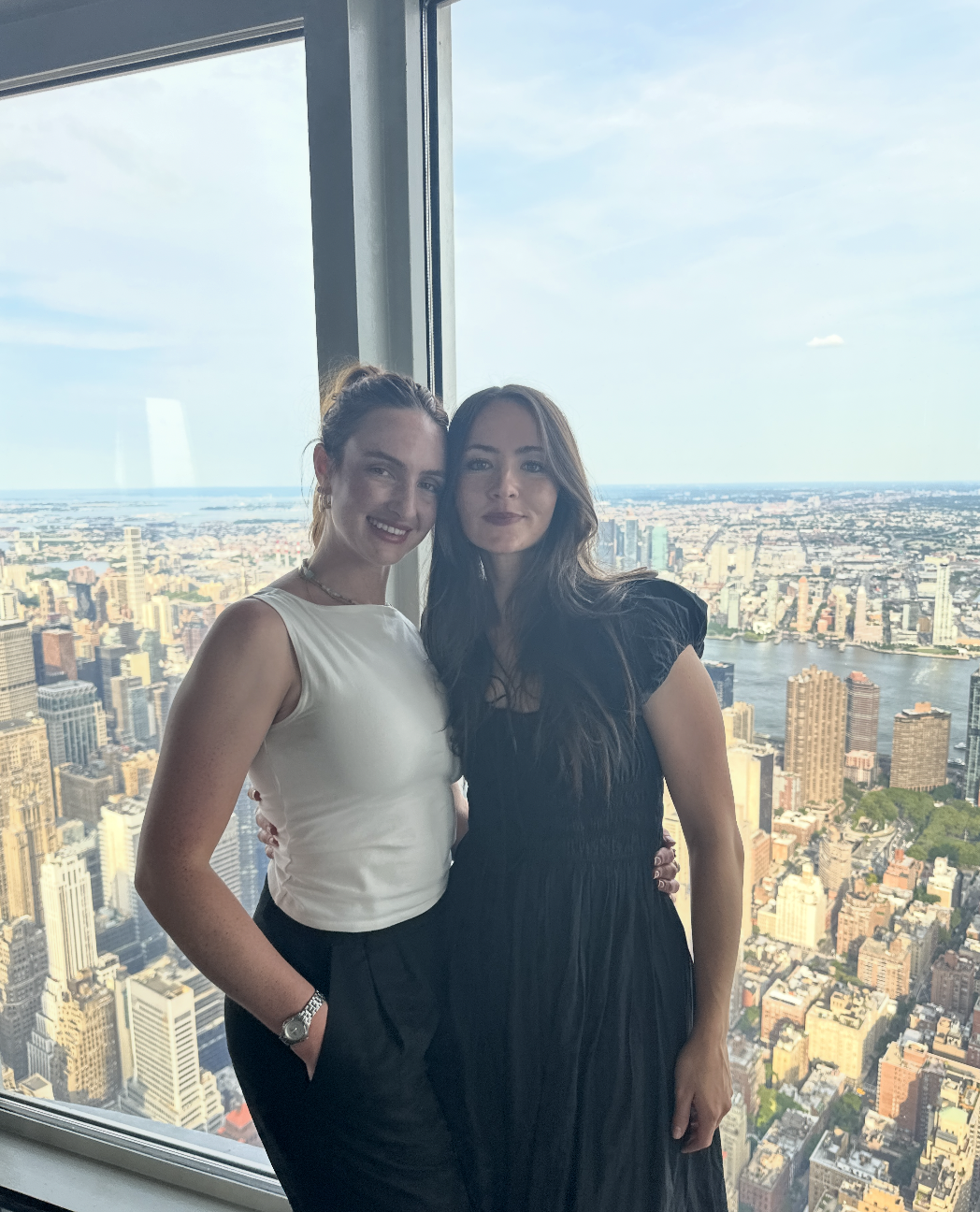 Lara and Skylar Dykstra together overlooking New York City